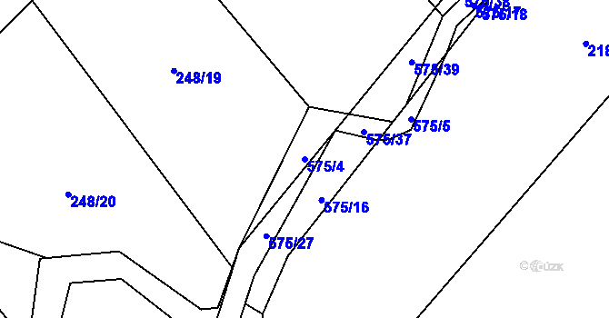 Parcela st. 575/4 v KÚ Bělá u Pecky, Katastrální mapa