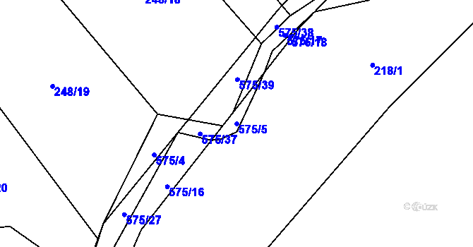 Parcela st. 575/5 v KÚ Bělá u Pecky, Katastrální mapa