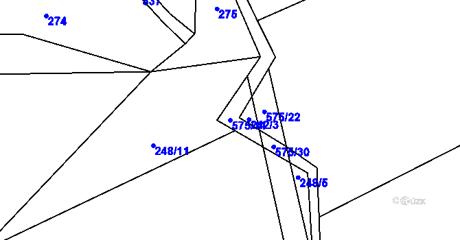 Parcela st. 575/11 v KÚ Bělá u Pecky, Katastrální mapa