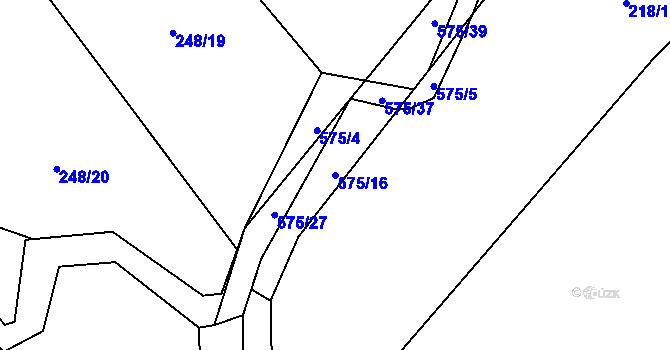Parcela st. 575/16 v KÚ Bělá u Pecky, Katastrální mapa