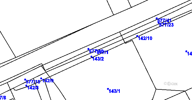 Parcela st. 577/1 v KÚ Bělá u Pecky, Katastrální mapa