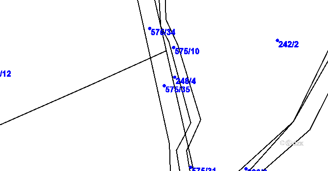 Parcela st. 575/35 v KÚ Bělá u Pecky, Katastrální mapa