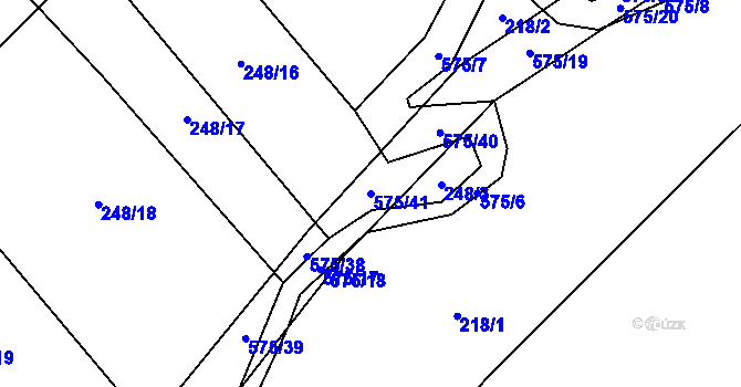 Parcela st. 575/41 v KÚ Bělá u Pecky, Katastrální mapa