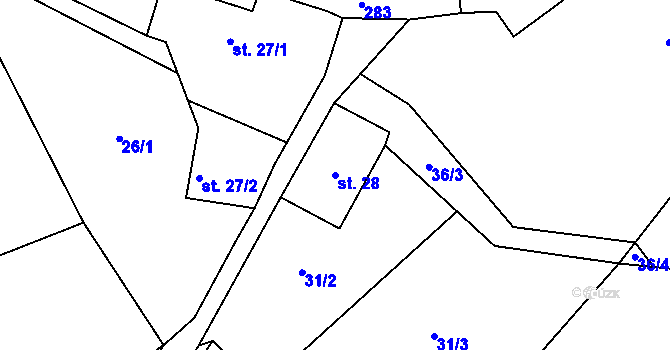 Parcela st. 28 v KÚ Dolní Javoří, Katastrální mapa