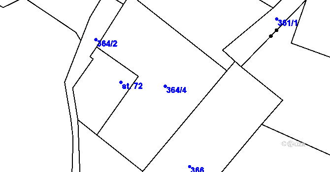 Parcela st. 364/4 v KÚ Horní Javoří, Katastrální mapa