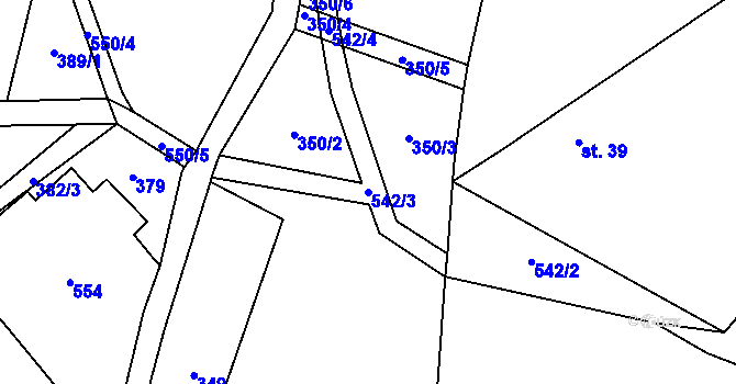 Parcela st. 542/3 v KÚ Horní Javoří, Katastrální mapa