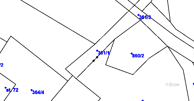 Parcela st. 361/1 v KÚ Horní Javoří, Katastrální mapa