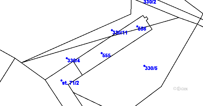 Parcela st. 555 v KÚ Horní Javoří, Katastrální mapa