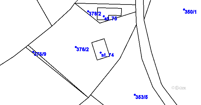 Parcela st. 74 v KÚ Horní Javoří, Katastrální mapa