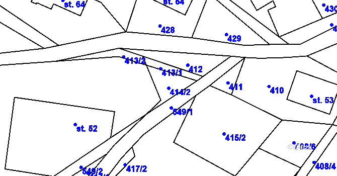 Parcela st. 414/2 v KÚ Horní Javoří, Katastrální mapa