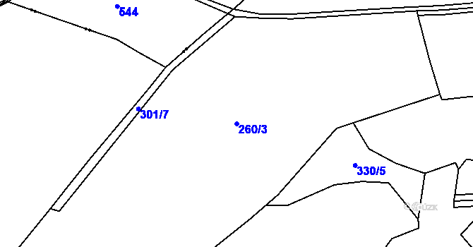 Parcela st. 260/3 v KÚ Radkyně, Katastrální mapa