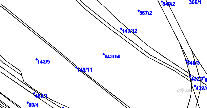 Parcela st. 143/14 v KÚ Radkyně, Katastrální mapa