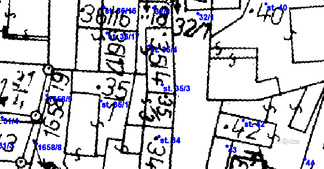 Parcela st. 35/3 v KÚ Bělčice, Katastrální mapa