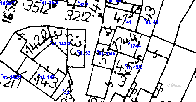 Parcela st. 45/5 v KÚ Bělčice, Katastrální mapa