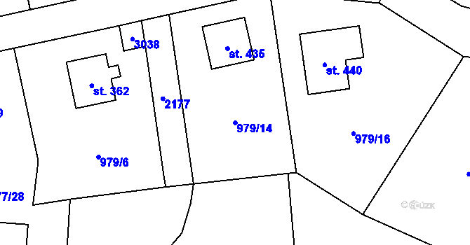 Parcela st. 979/14 v KÚ Bělčice, Katastrální mapa