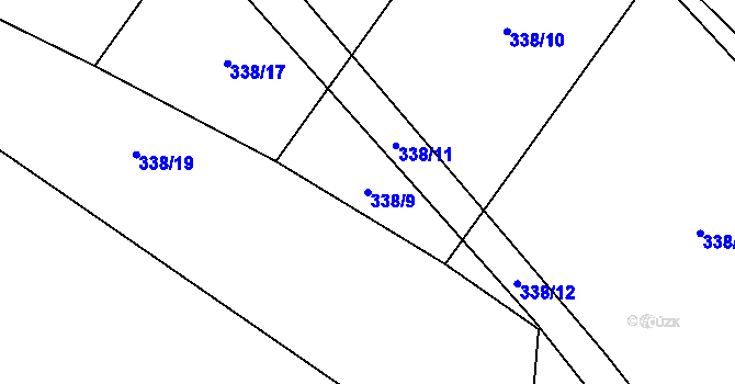 Parcela st. 338/9 v KÚ Běleč, Katastrální mapa