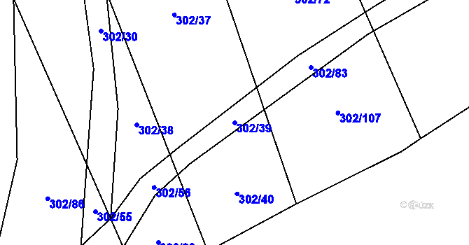 Parcela st. 302/39 v KÚ Běleč, Katastrální mapa