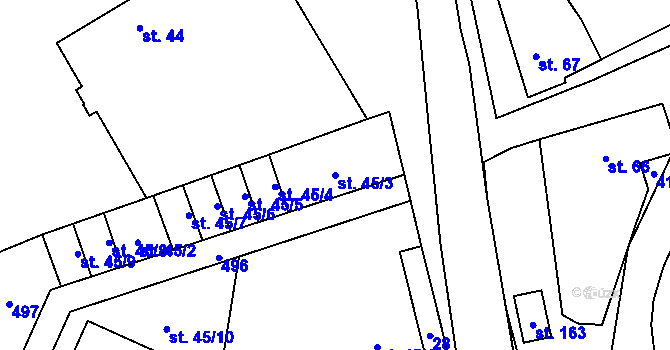 Parcela st. 45/3 v KÚ Běleč, Katastrální mapa