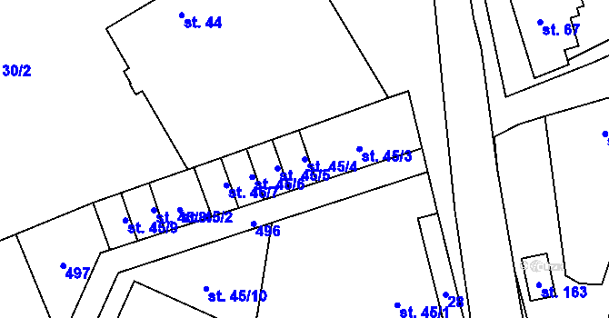 Parcela st. 45/4 v KÚ Běleč, Katastrální mapa