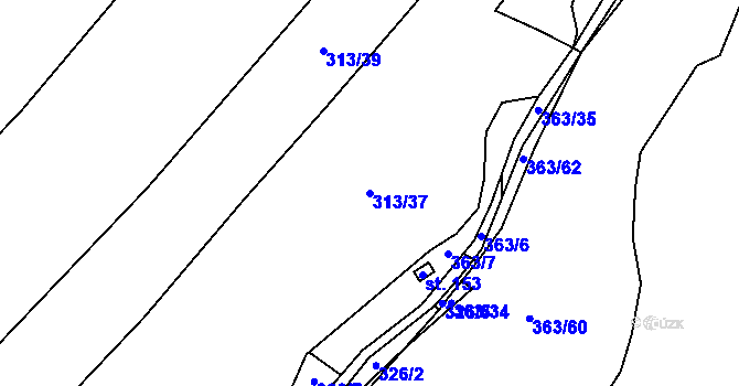 Parcela st. 313/37 v KÚ Běleč, Katastrální mapa