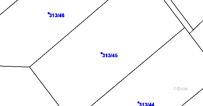 Parcela st. 313/45 v KÚ Běleč, Katastrální mapa