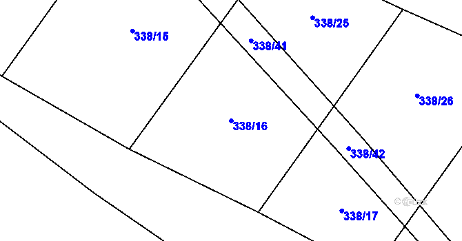 Parcela st. 338/16 v KÚ Běleč, Katastrální mapa