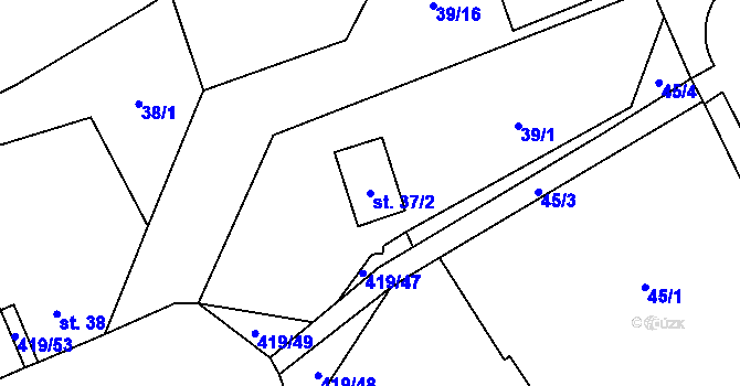 Parcela st. 37/2 v KÚ Běleč, Katastrální mapa