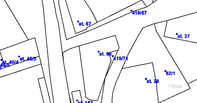 Parcela st. 66 v KÚ Běleč, Katastrální mapa