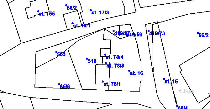 Parcela st. 78/4 v KÚ Běleč, Katastrální mapa