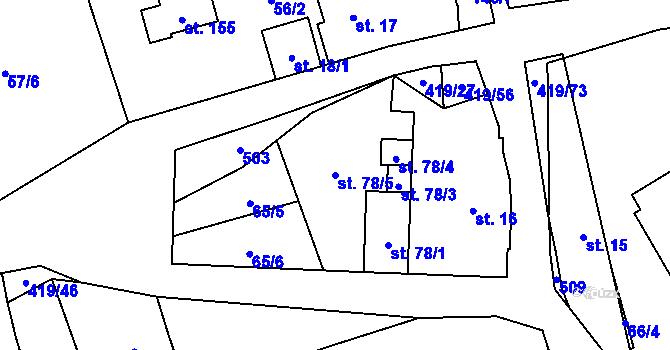 Parcela st. 78/5 v KÚ Běleč, Katastrální mapa