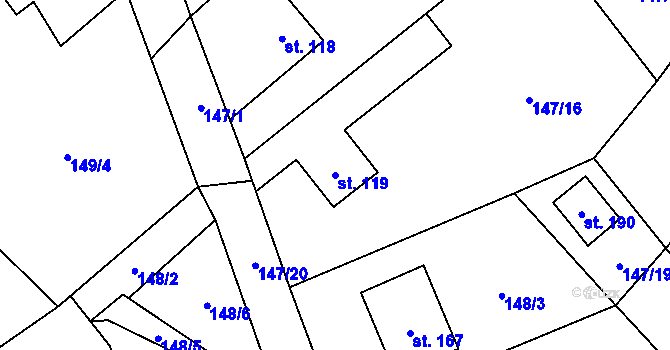 Parcela st. 119 v KÚ Běleč, Katastrální mapa