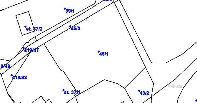 Parcela st. 45/1 v KÚ Běleč, Katastrální mapa