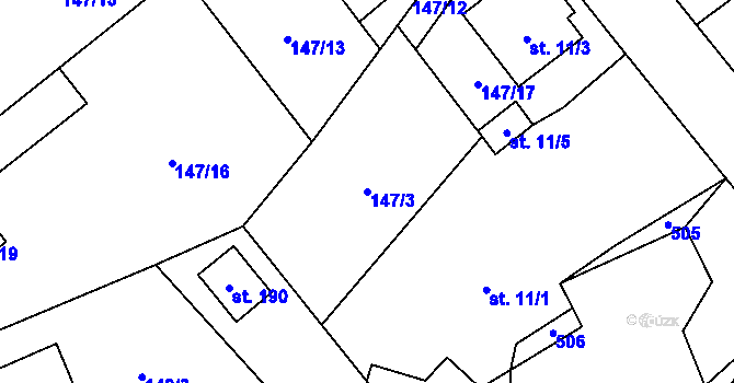 Parcela st. 147/3 v KÚ Běleč, Katastrální mapa
