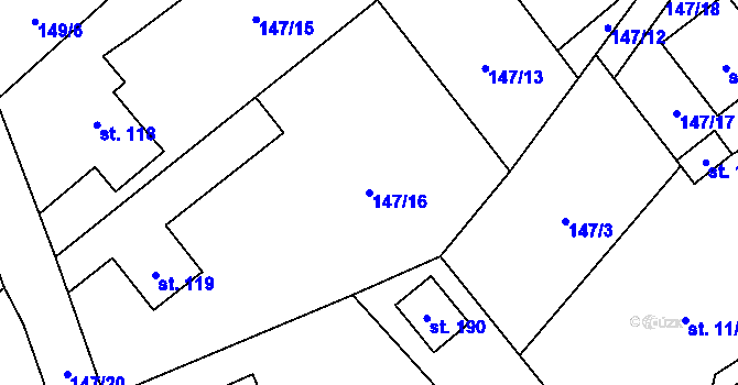Parcela st. 147/16 v KÚ Běleč, Katastrální mapa