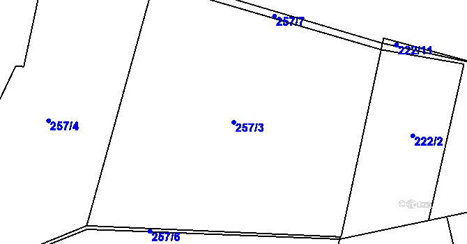Parcela st. 257/3 v KÚ Běleč, Katastrální mapa
