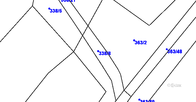 Parcela st. 338/8 v KÚ Běleč, Katastrální mapa