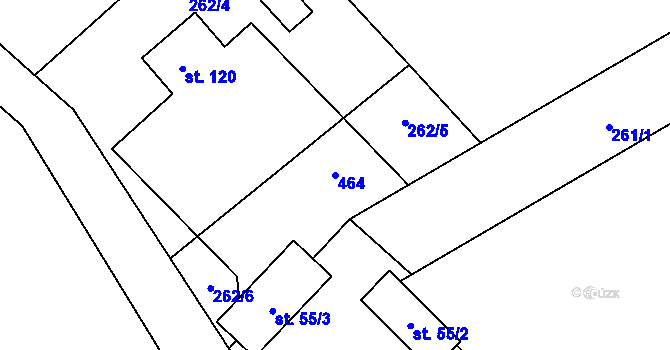 Parcela st. 464 v KÚ Běleč, Katastrální mapa