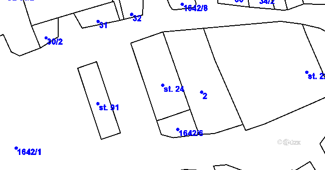 Parcela st. 24 v KÚ Běleč u Mladé Vožice, Katastrální mapa