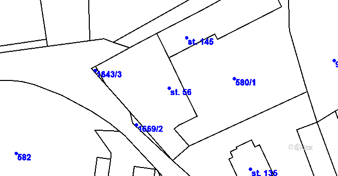 Parcela st. 56 v KÚ Běleč u Mladé Vožice, Katastrální mapa