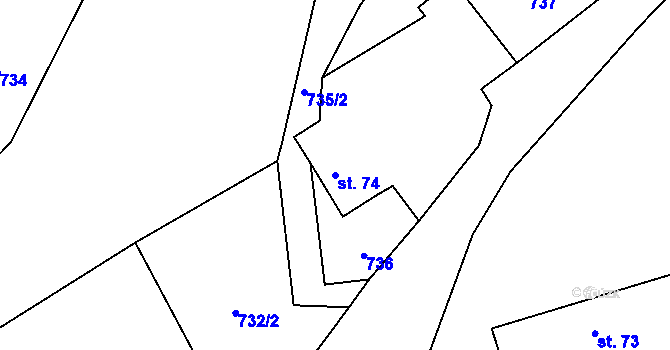 Parcela st. 74 v KÚ Běleč u Mladé Vožice, Katastrální mapa