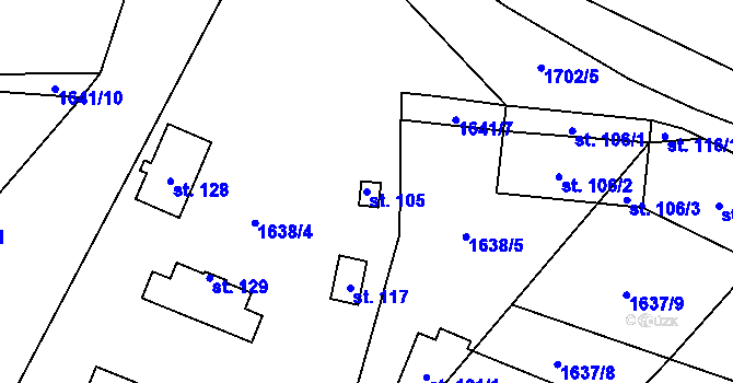 Parcela st. 105 v KÚ Běleč u Mladé Vožice, Katastrální mapa