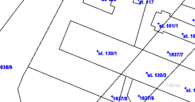 Parcela st. 130/1 v KÚ Běleč u Mladé Vožice, Katastrální mapa