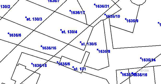Parcela st. 130/5 v KÚ Běleč u Mladé Vožice, Katastrální mapa