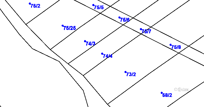 Parcela st. 74/4 v KÚ Běleč u Mladé Vožice, Katastrální mapa