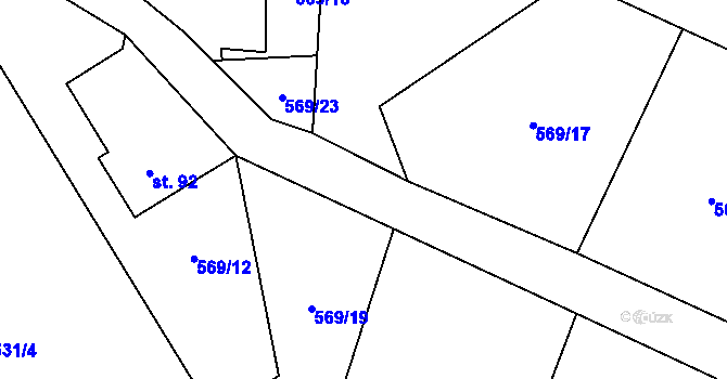 Parcela st. 569/9 v KÚ Běleč u Mladé Vožice, Katastrální mapa