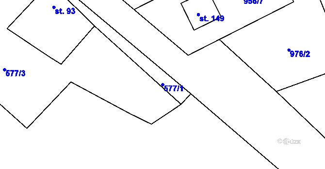 Parcela st. 577/1 v KÚ Běleč u Mladé Vožice, Katastrální mapa