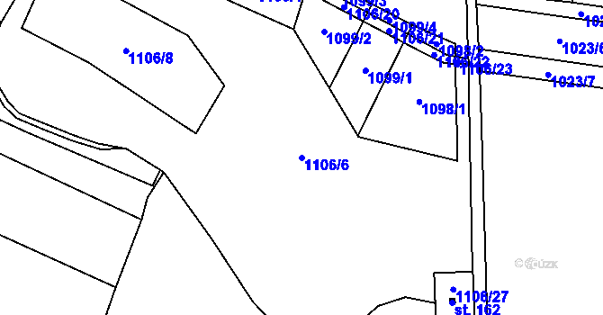 Parcela st. 1106/6 v KÚ Běleč u Mladé Vožice, Katastrální mapa