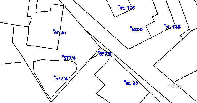 Parcela st. 577/5 v KÚ Běleč u Mladé Vožice, Katastrální mapa