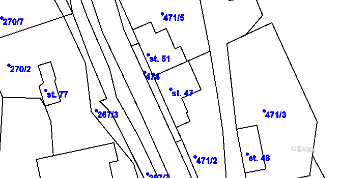 Parcela st. 47 v KÚ Běleč u Lomnice, Katastrální mapa