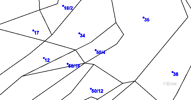 Parcela st. 50/4 v KÚ Běleč u Lomnice, Katastrální mapa
